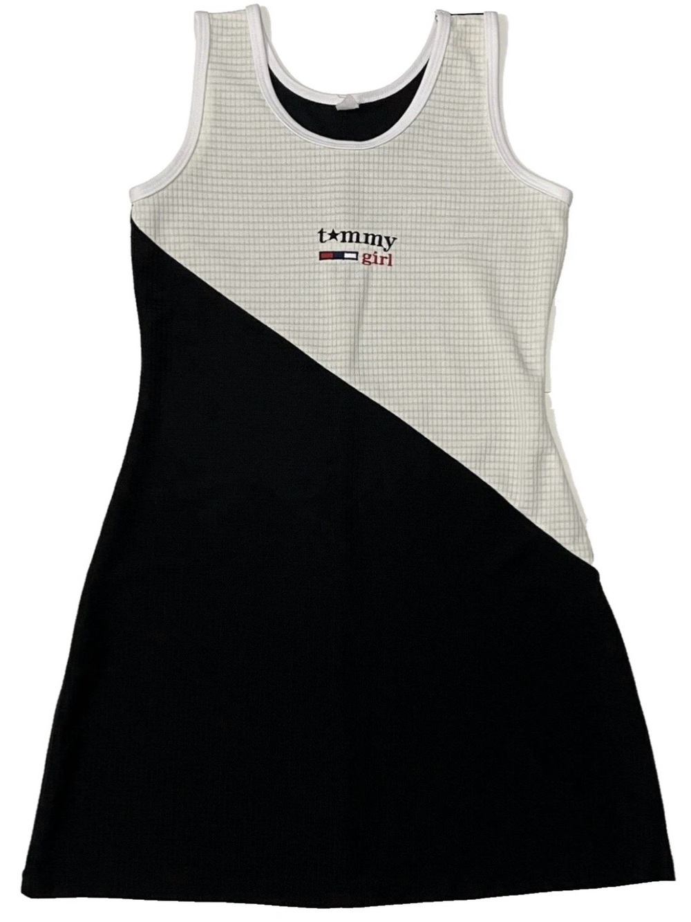 Tommy Girl Sporty Sleeveless Tank Dress Junior Size XL Black Cream